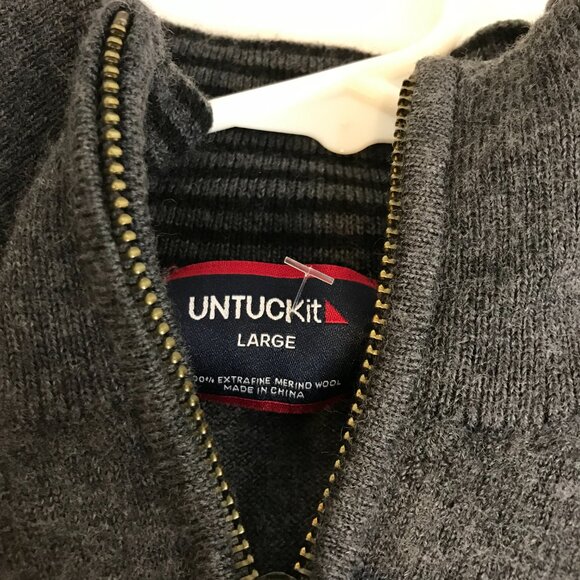 UNTUCKIT MENS MERINO WOOL 1/4 ZIP SWEATER - Picture 5 of 6